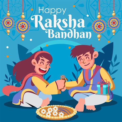 Brother And Sister Celebrate Raksha Bandhan 3104216 Vector Art At Vecteezy