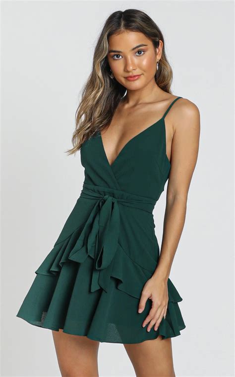 Feels Like Love Dress In Forest Green Showpo Short Green Dress