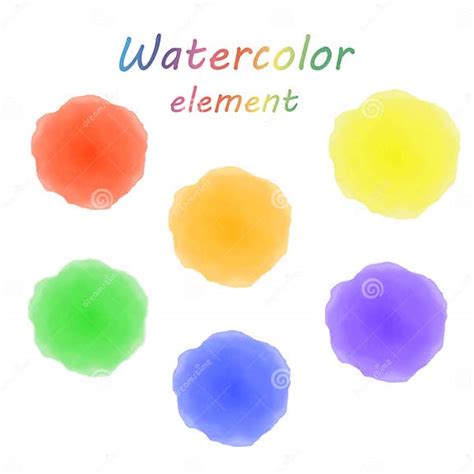 Rainbow Watercolor Blotch Set Of Rainbow Watercolor Circles Stock