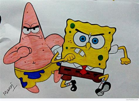 Pencil Color Art Of Spongebob And Mr Patrick Desi Painters