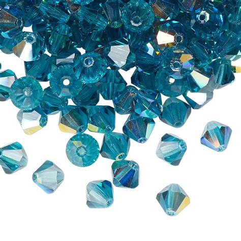 Bead Preciosa Czech Crystal Indicolite Ab 6mm Faceted Bicone Sold