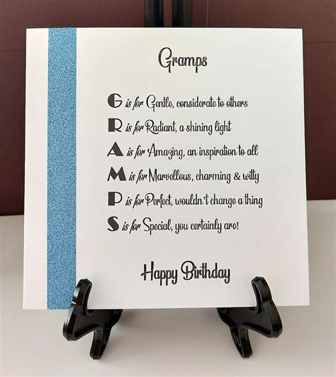 Grandad Poem Birthday Card Amazing Grandpa Gramps Birthday Etsy