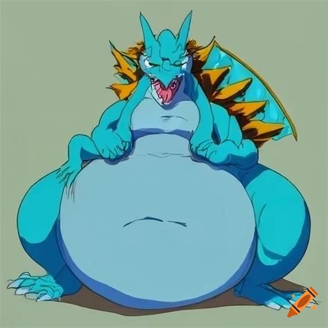 Illustration Of A Blue Dragon With An Inflated Belly On Craiyon