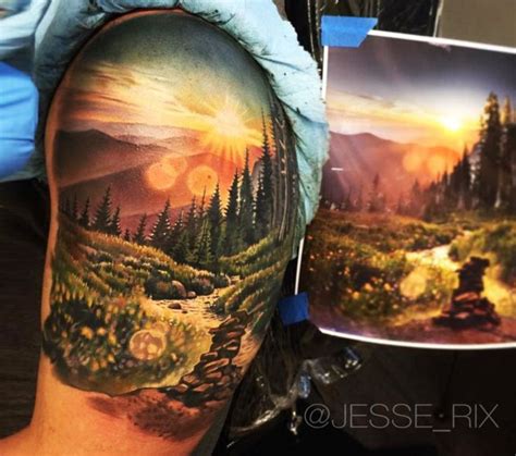 Mountain Tattoos Nature Tattoo Sleeve Landscape Tattoo Forest