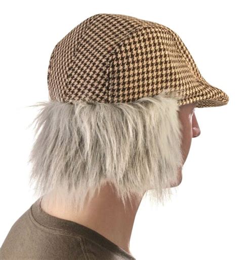 Funny Old Man Hat With Grey Hair Irish Fake Wig Golf Cap Costume Joke