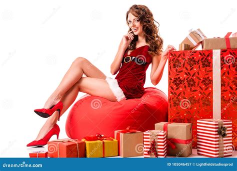 santa girl with ts stock image image of celebration 105046457