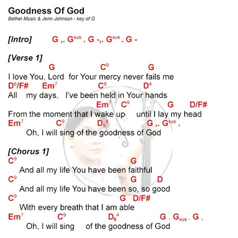 Goodness Of God Key Of G Lyrics And Chords Praise And Worship Bethel Music Jenn