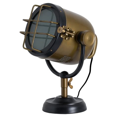 Brass And Black Industrial Spotlight Table Lamp | Wholesale by Hill Interiors