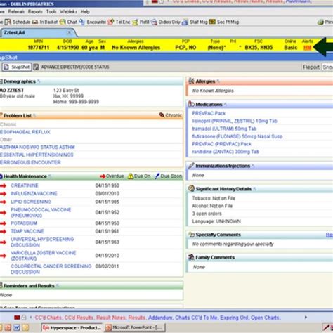 Example User Interface For A Patient Record In Epics Ehr Download