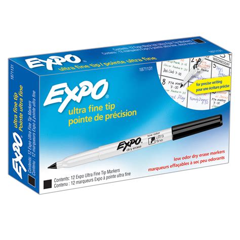 Expo Low Odor Dry Erase Marker Ultra Fine Point Black 12 Count