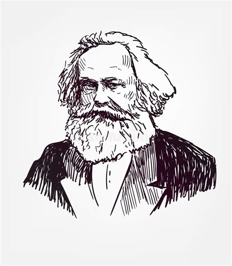 Karl Marx Vector Sketch Portrait Isolated Editorial Stock Photo