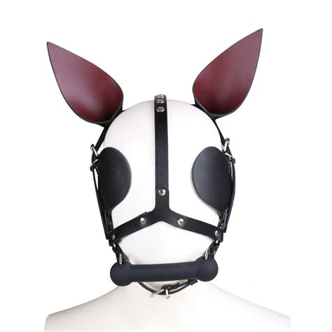 New Headgear Eye Mask Oral Gag Leather Bondage Restraint Role Play