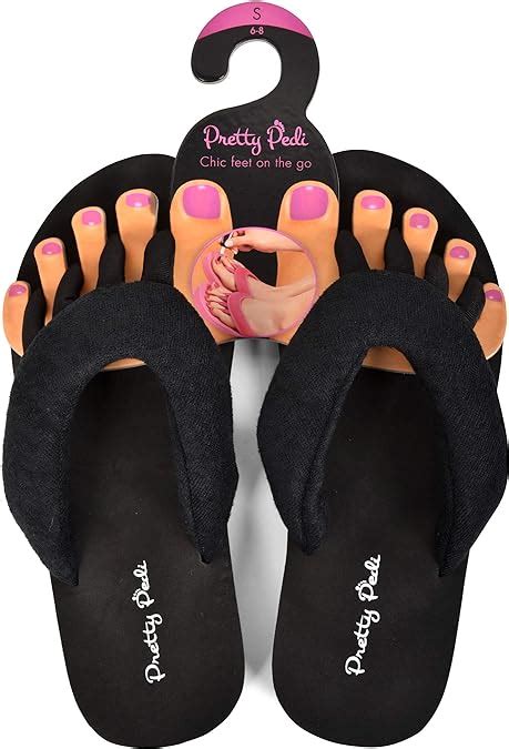 pretty pedi super lightweight brand pedicure sandals with toe separator feature large black