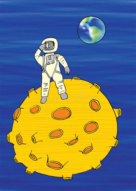 Man On The Moon Cartoon Stock Illustration Illustration Of Moon