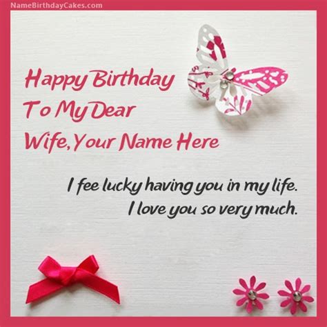 Send a birthday card to wife from our collection of birthday cards for wife. Butterflies Birthday Card for Wife With Name
