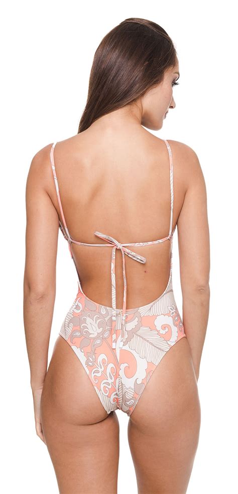 Luxurious Coral And Beige One Piece Swimsuit Linda Op Cashmire Despi