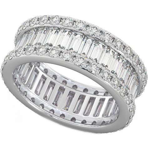 Round Baguette Cz Full Eternity Ring In Sterling Silver