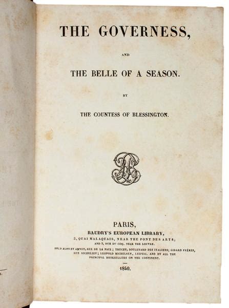 the governess and the belle of a season de blessington marguerite gardiner countess of