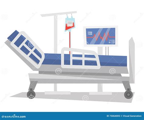 Hospital Bed With Medical Equipments Vector Illustration Stock Vector