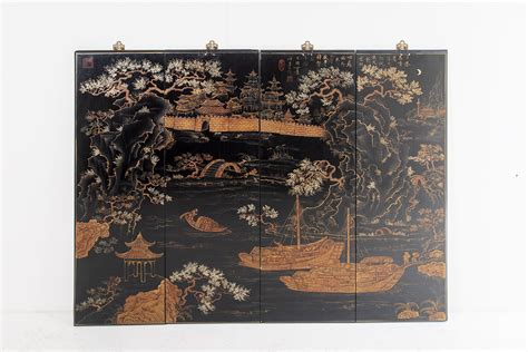 19th Century Chinese Chinoiserie Wall Art Panel 4 Greencore Design