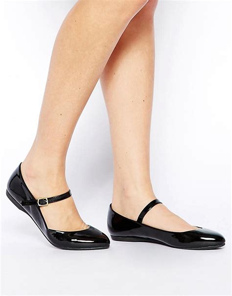 New Look New Look Jeanette Black Mary Jane Flat Shoes At Asos