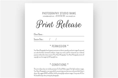 Photo Print Release Forms Photography Forms Forms For Etsy Canada