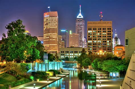 The downtown indianapolis skyline from the canal. Indianapolis Skyline Downtown Cityscape Photograph by ...