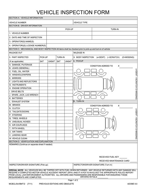 Vehicle Inspection Forms Fill Online Printable Fillable Blank