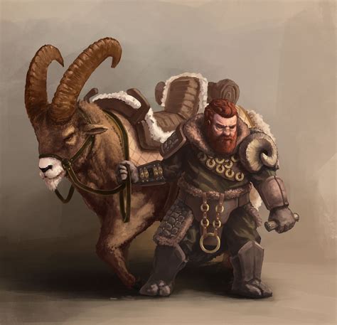 Dwarf with mount Leonards Vuškārnieks Fantasy dwarf Character art