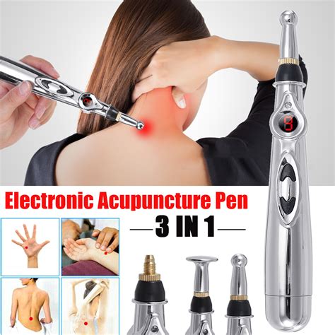 New Electronic Pulse Analgesia Pen Body Pain Relief Acupuncture Point Massage Pen W 3 Head