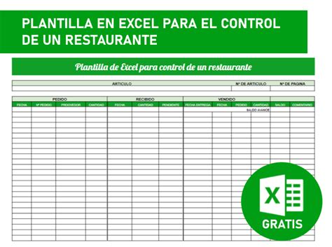 Plantilla De Control De Un Restaurante En Excel Gratis