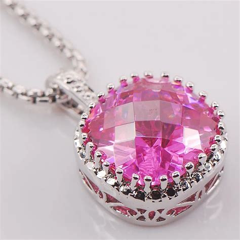 Pink Crystal Zircon Sterling Silver Fashion Jewelry Pendant Te F