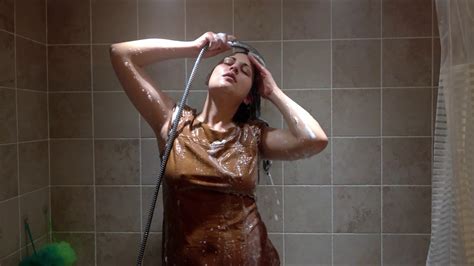 Wetlook Shower In Leather Dress Youtube