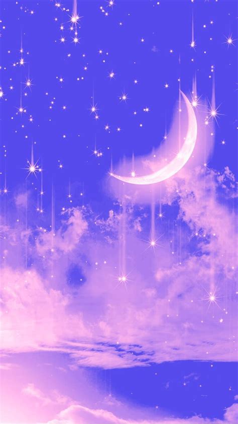 Purple Moon And Stars Wallpaper