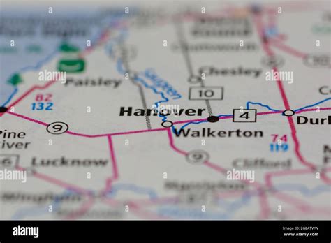 Hanover Ontario Canada Shown On A Road Map Or Geography Map Stock Photo