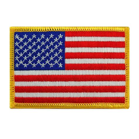American Flag Embroidered Patch Gold Border Usa United States Of