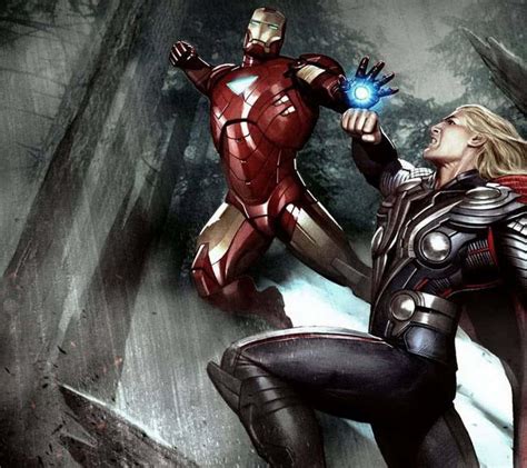 download epic battle iron man and thor clash wallpaper