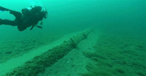 Bare Metal Exposed On Mackinac Straits Oil Pipes