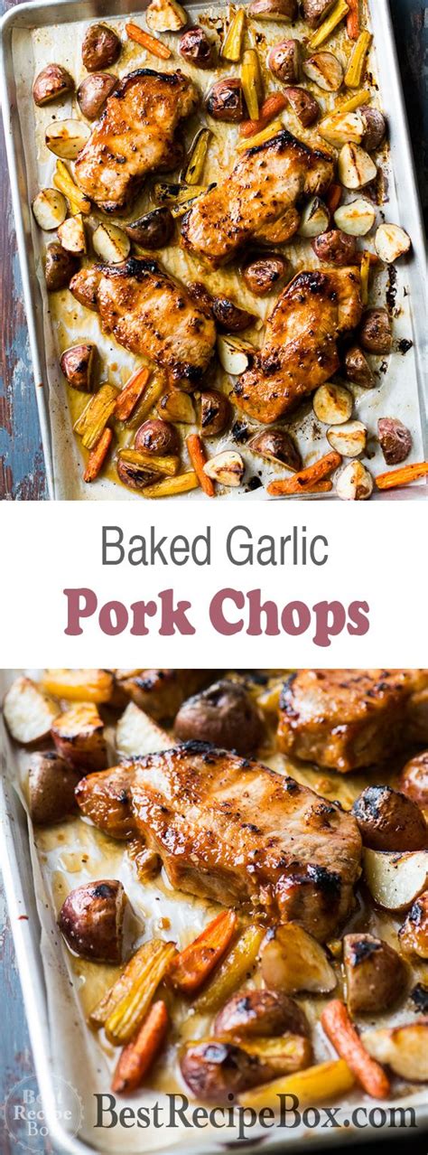 Transfer roast to a shallow roasting pan. Roasted Garlic Pork Chops with Potatoes and Carrots ...