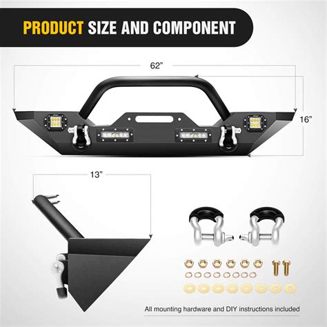 Nilight Front Bumper Compatible For 2007 2008 2009 2010 2011 2012 2013