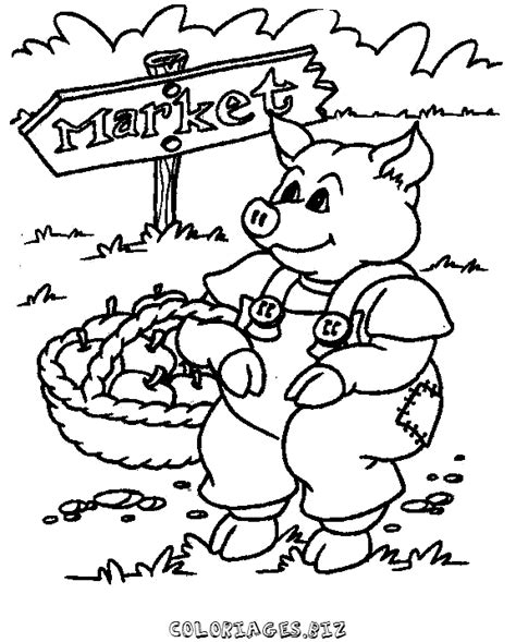 Coloriage Cochon Va Au Supermarch Gratuit Animaux