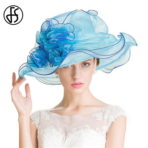 Fs Royal Blue Church Organza Wedding Fedora Hat Women Ladies Formal