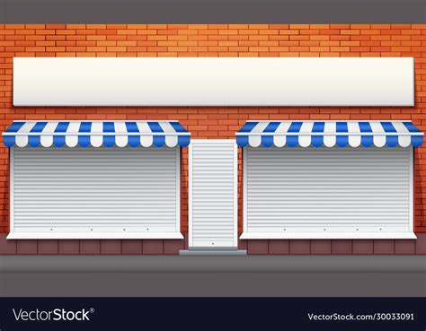Exterior Shop Facade With Closed Storefront Vector Image