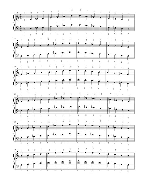 Escalas Menores Dedilhado Mãos Juntas Sheet Music For Piano Solo