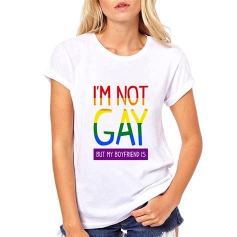 pstyle letters graphic t shirt funny rainbow color design women tshirt i m not gay t shirt