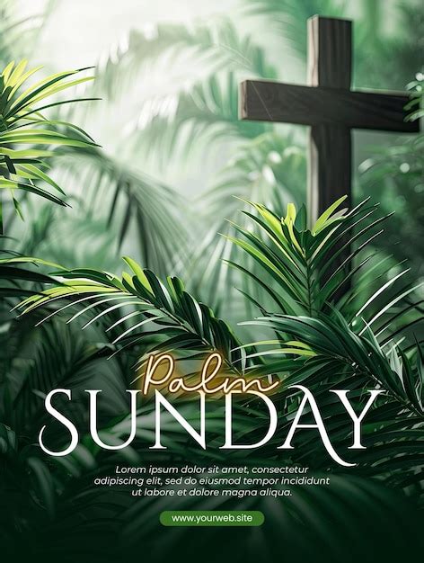 Premium Psd Palm Sunday Poster Template With Background Of Crosses