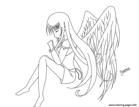 4 coloring pages for children from artcraftsandfamily.com. Anime Angel Girl 1 Coloring Pages Printable