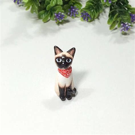 Siamese Cat With Red Scarf Brooch Siamese Cat Pin Siamese Etsy Uk