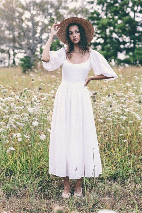 The Bellflower Dress In Blanc Linen — Kara Thoms White Vintage Dress