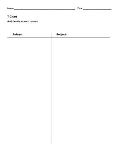 T Chart Template Editable